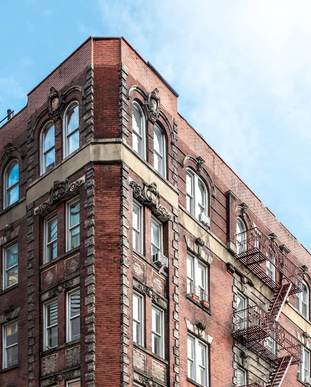 Top up shot of a brick building in Manhattan